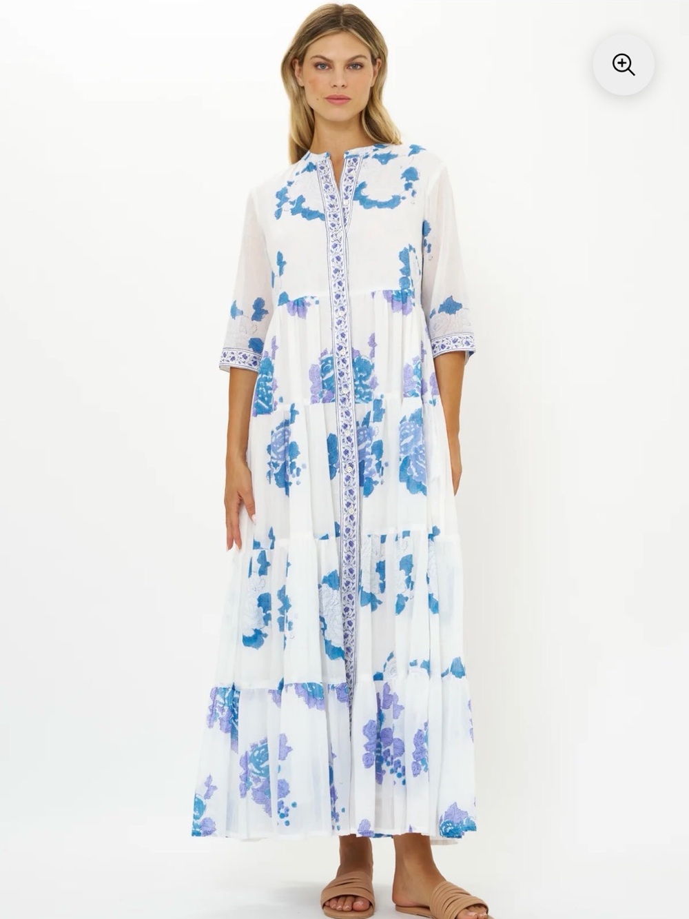 Oliphant 3/4 Button Maxi Portofino Blue Dress